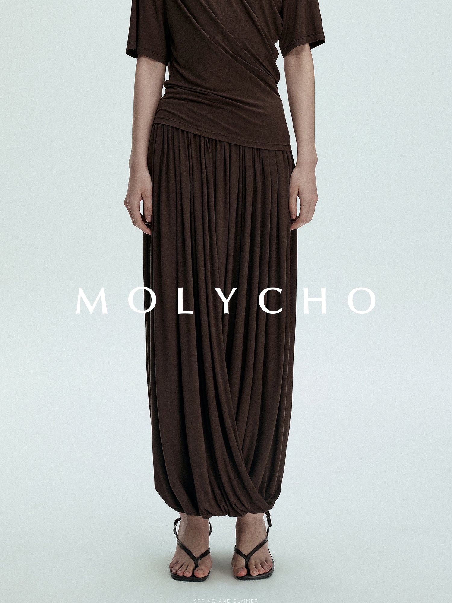 Pleated Long Skirt Pants_BDHL7398