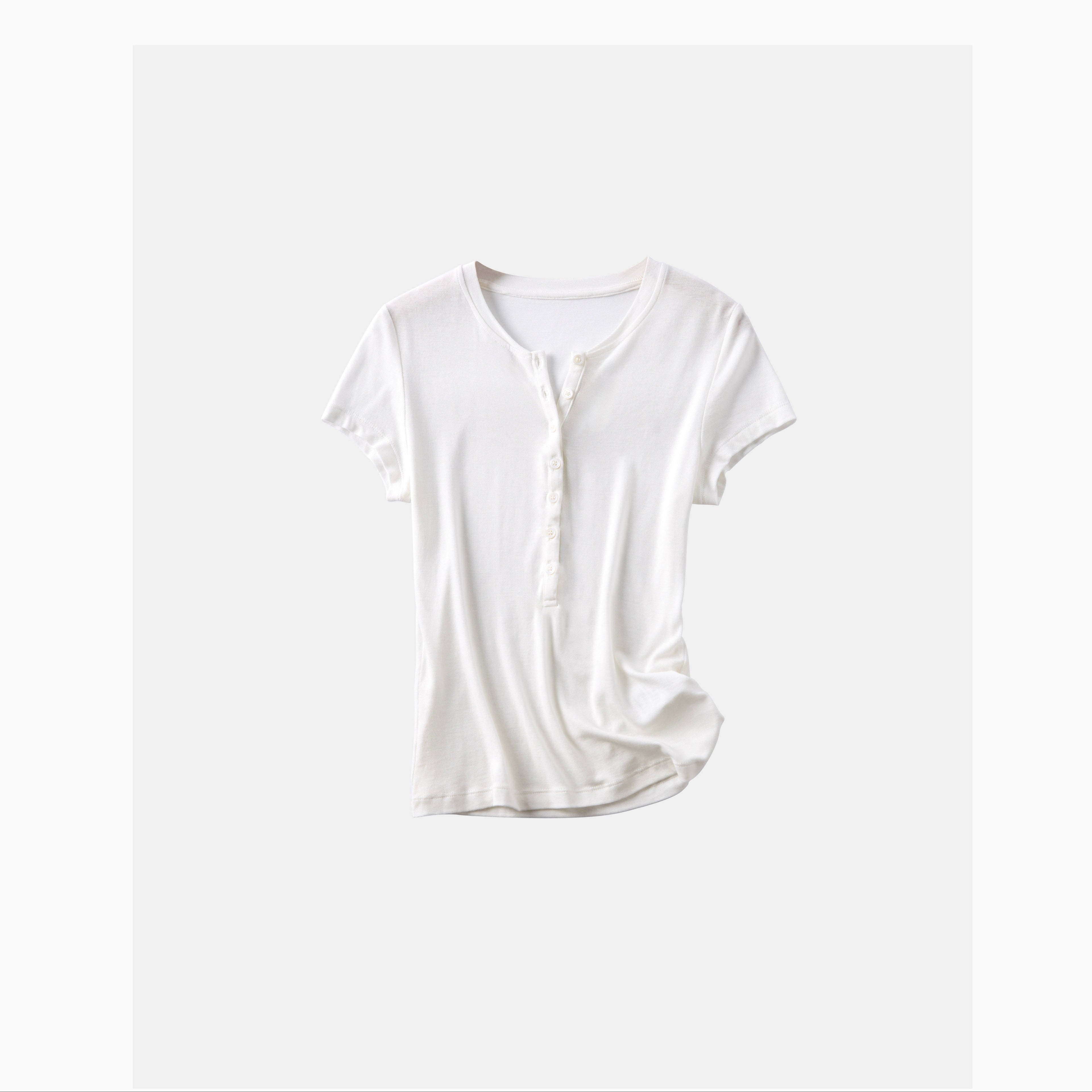 Tencel Henley Slim Short-Sleeve Top_BDHL8336