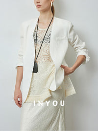 Tassel Lace Vest or Collarless Jacket_BDHL6142