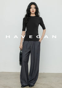 High Neck Slim Knit Tops_BDHL7230