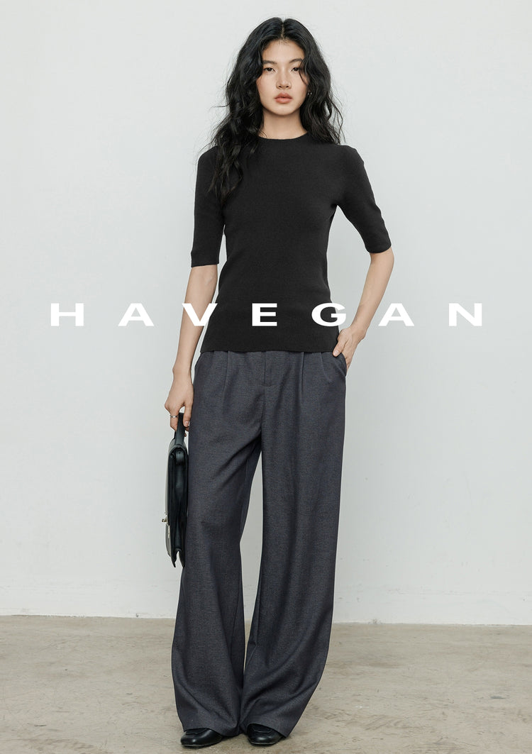 High Neck Slim Knit Tops_BDHL7230