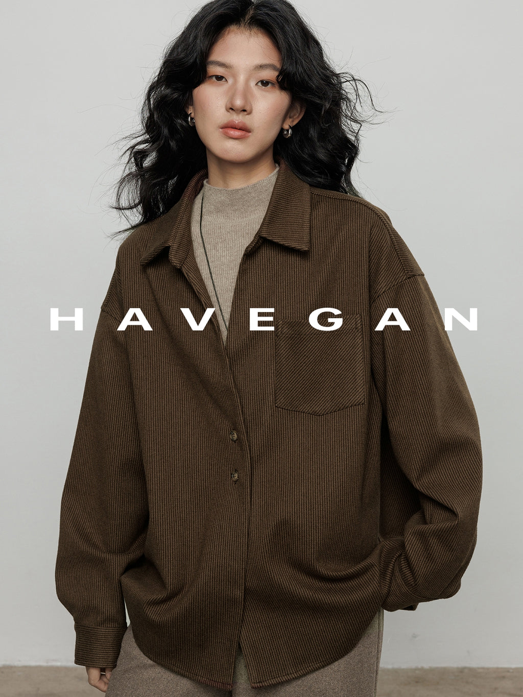 燈芯絨長袖襯衫_BDHL7970