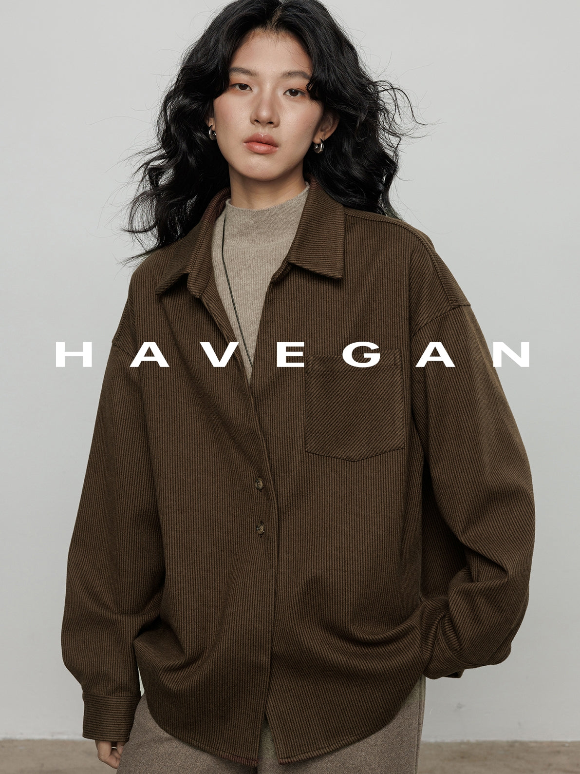 燈芯絨長袖襯衫_BDHL7970