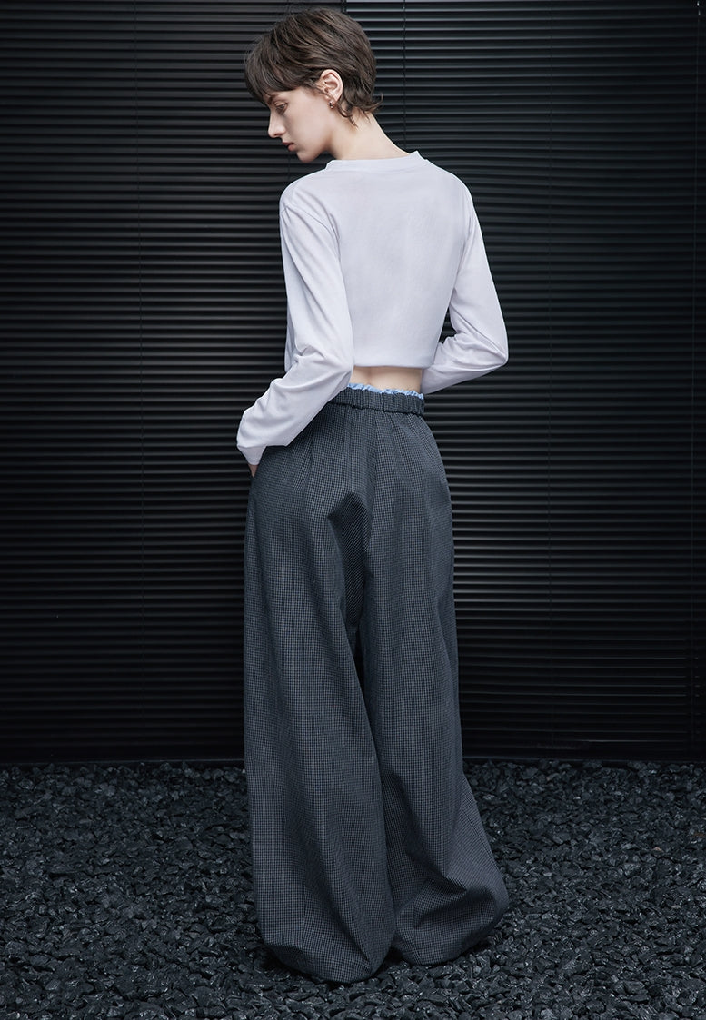Check-Patterned Wide-Leg Pants_BDHL7801