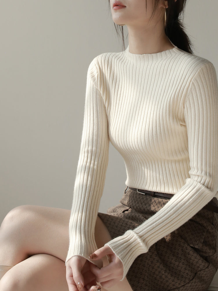 Half-Turtleneck Slim Rib Knit_BDHL6874