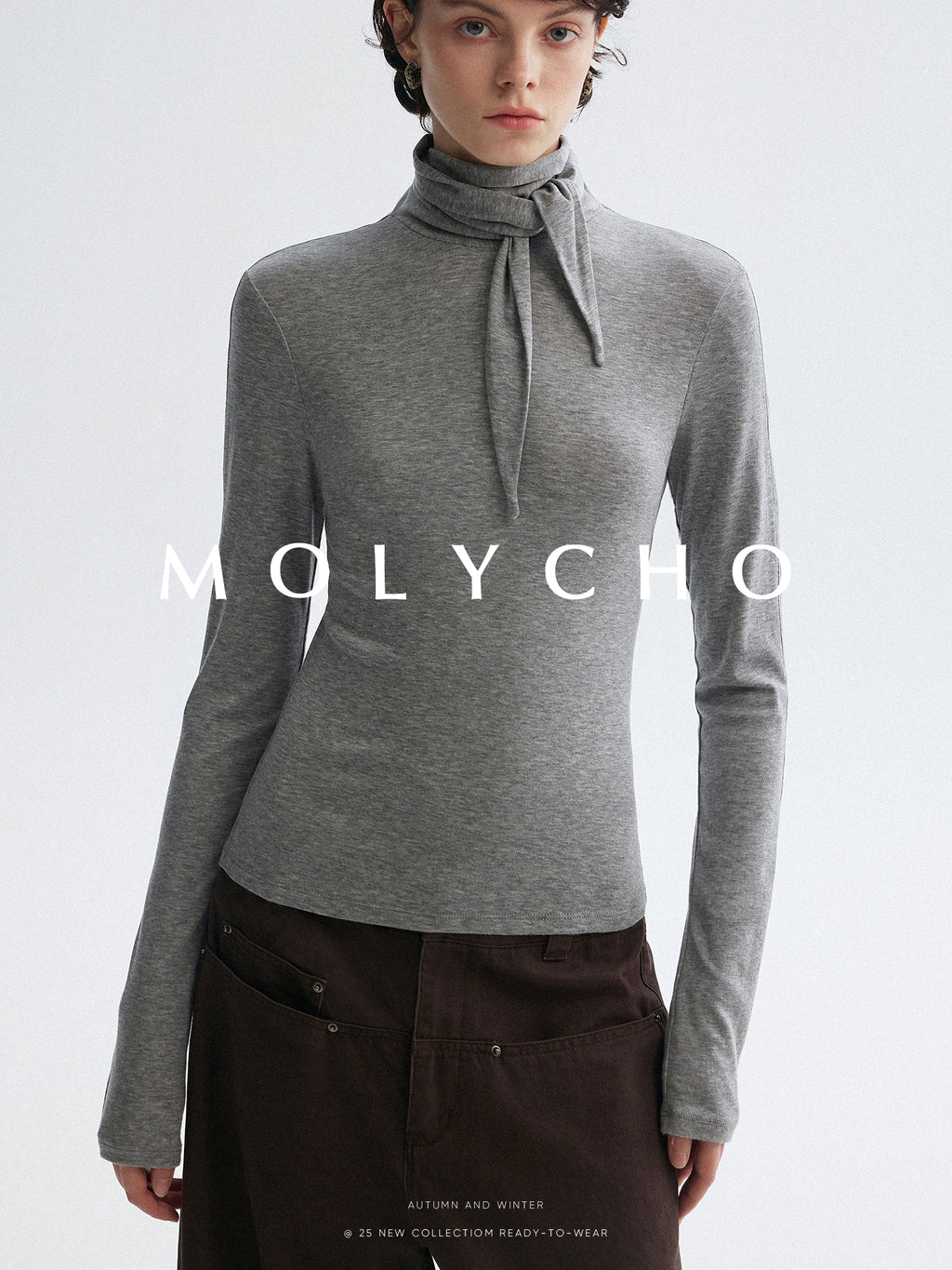 高領繫帶上衣_BDHL7951