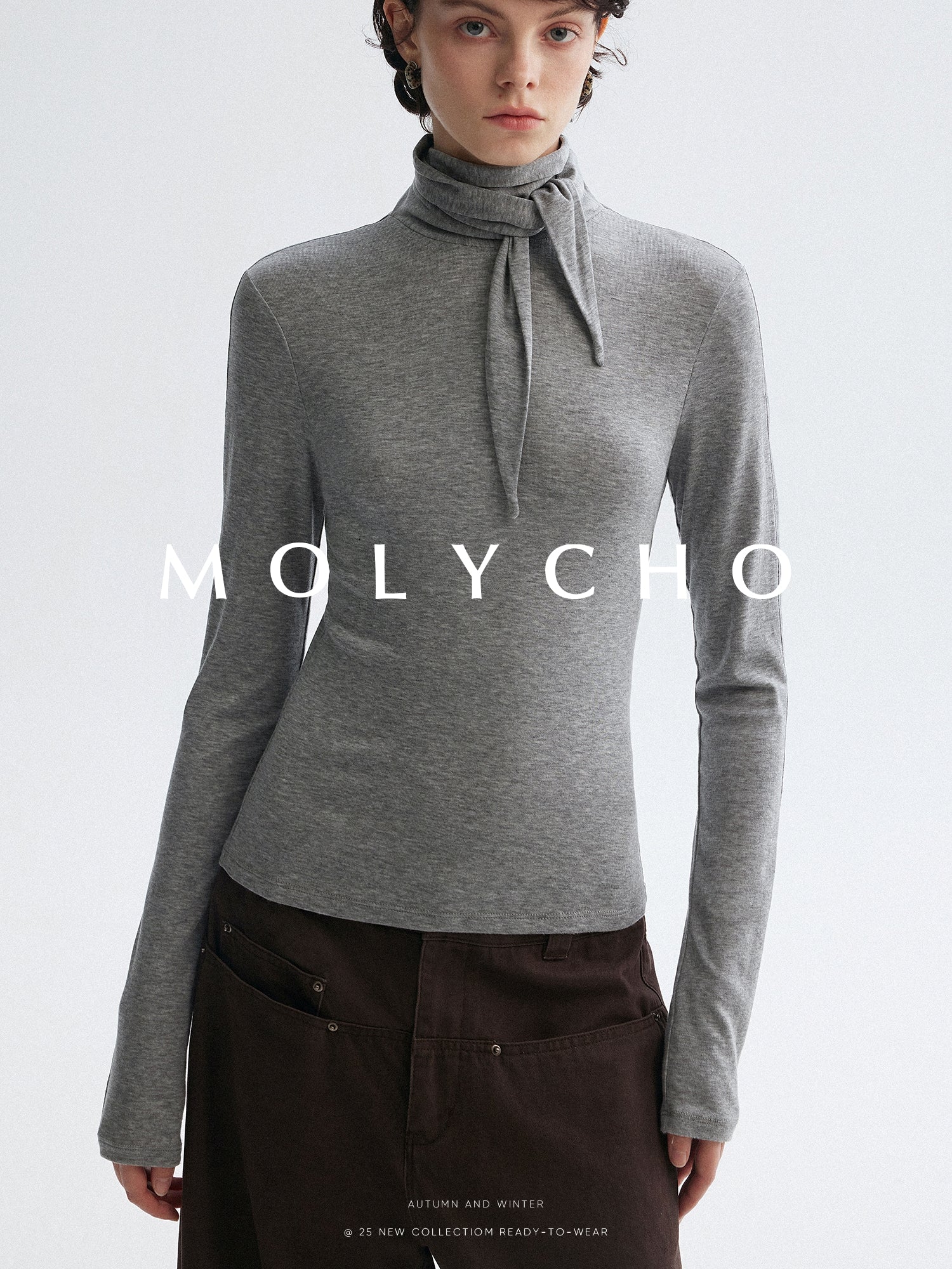 高領繫帶上衣_BDHL7951