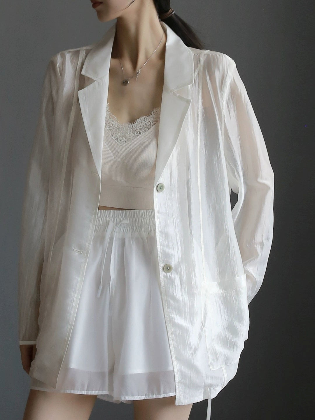 Sheer Jacket Slim Shirt_BDHL7636