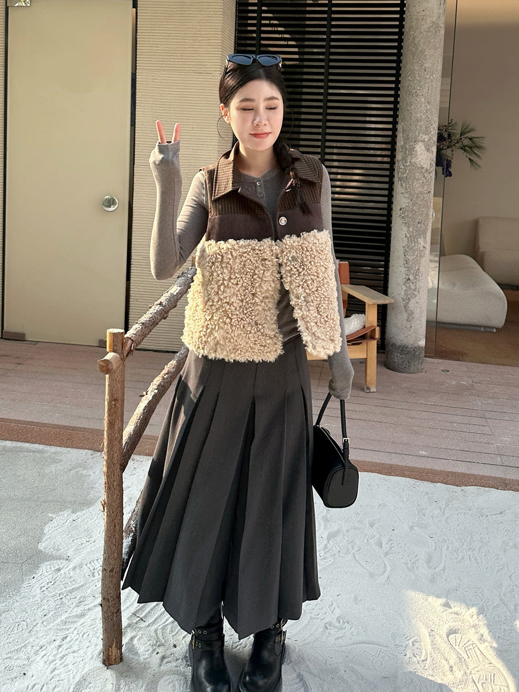 撞色毛絨背心_BDHL8087