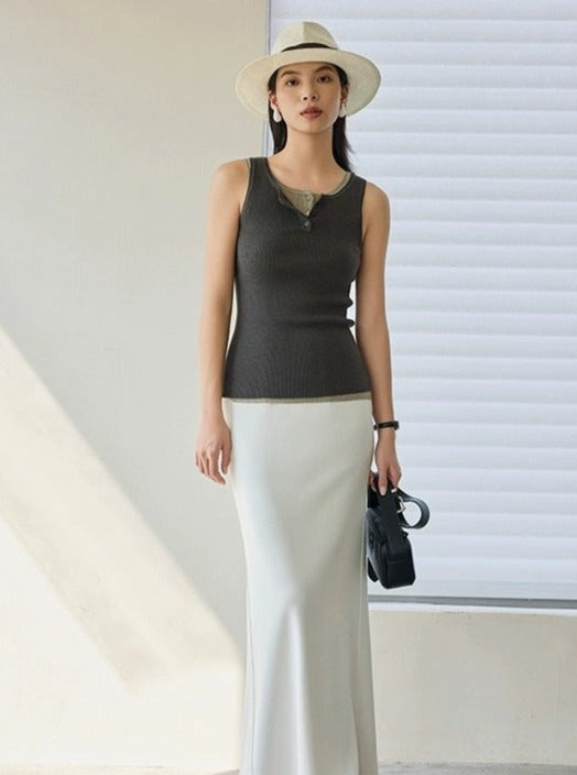 Simple Solid Color Sleeveless Knitwear_BDHL5949