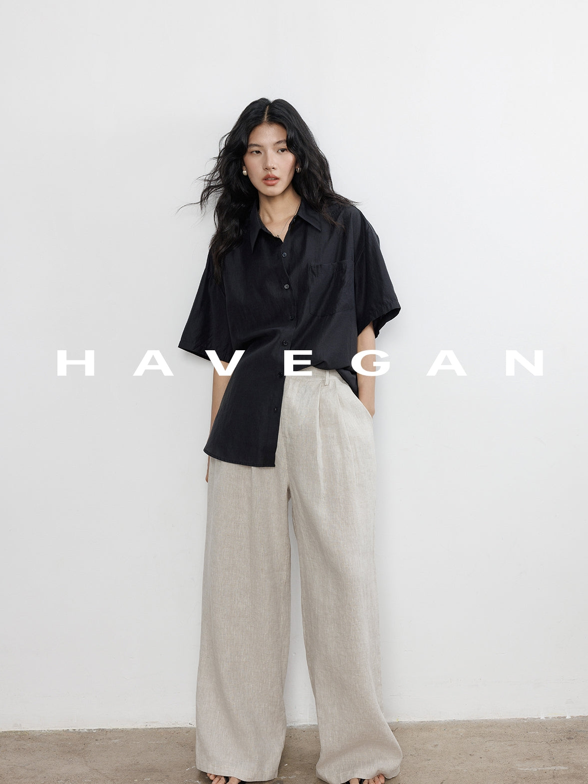 Waist-Strap Sleeveless Shirt And Casual Pants Set_BDHL7481