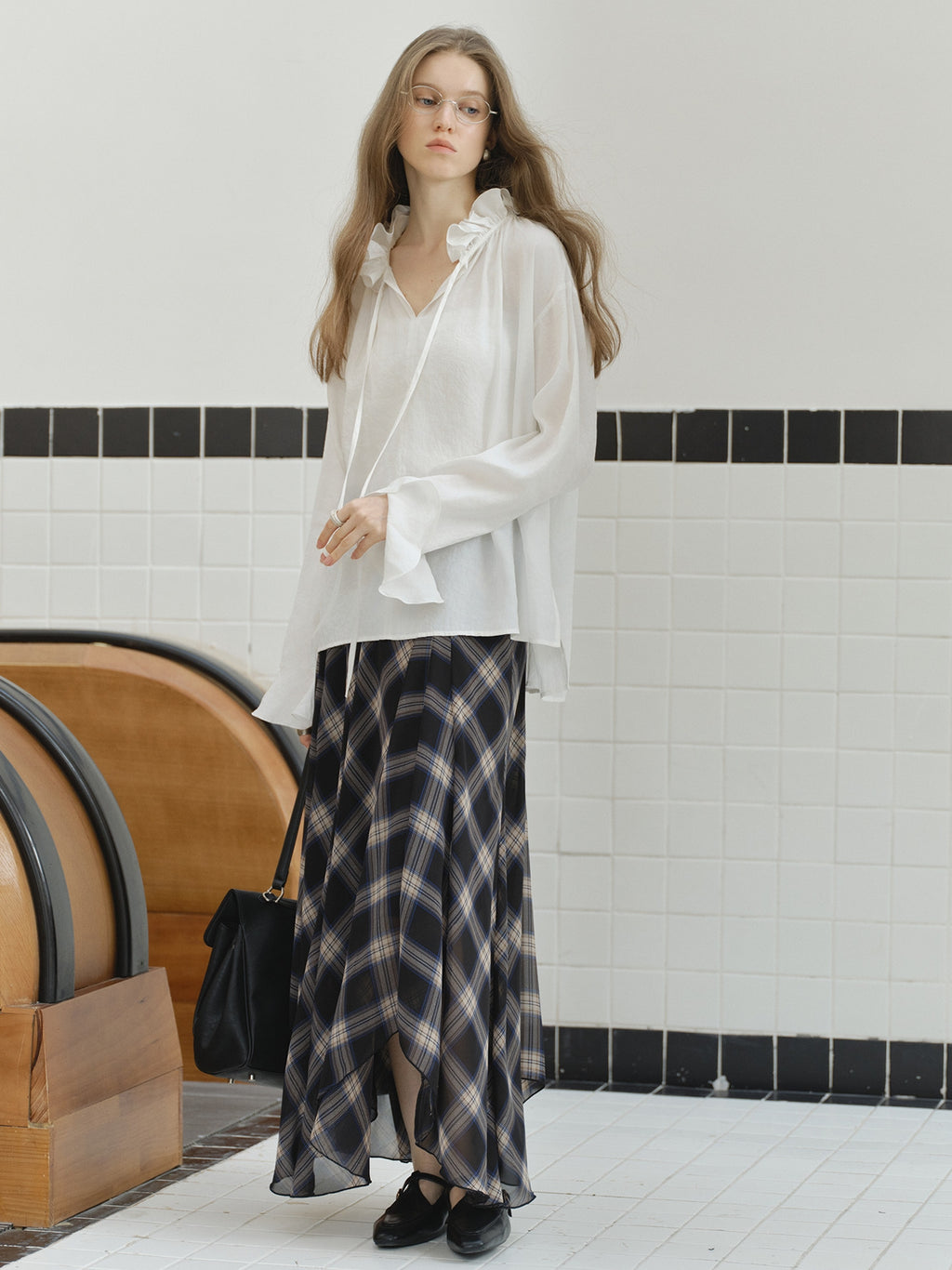 Check Pattern Midi Skirt_BDHL8109