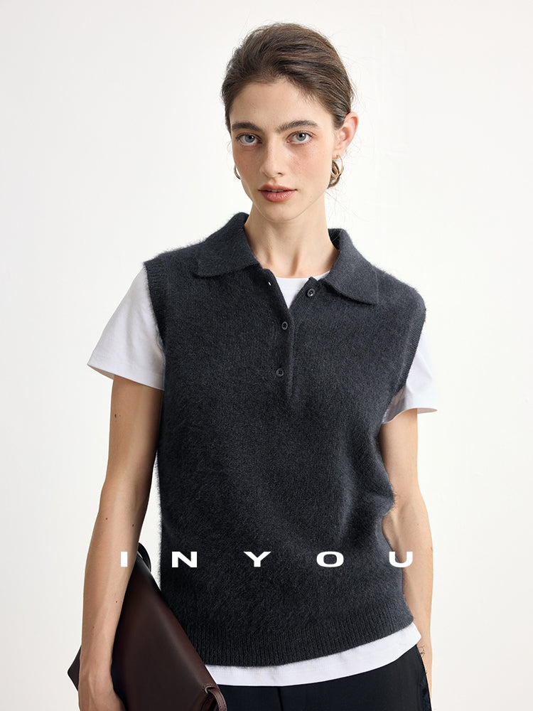 Polo-Neck Knit Sleeveless Tops_BDHL7747