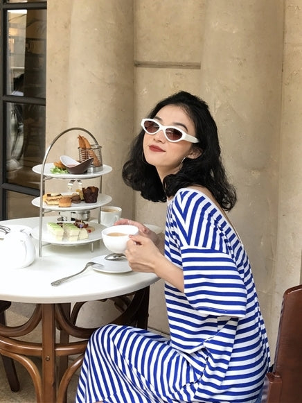 Backless Striped Sleeveless Dress_BDHL7548