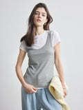 Round Neck T-Shirt And Sleeveless Tops Set_BDHL7174