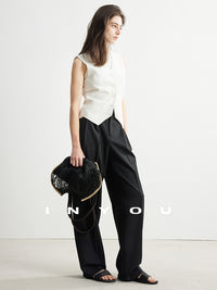 High Waist Tucked Straight Pants_BDHL6952