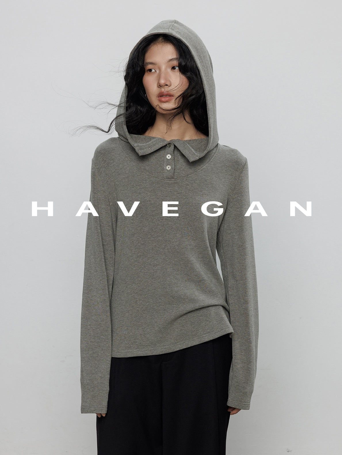 Hooded Long-Sleeved Knitted Tops_BDHL7898