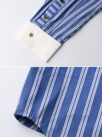 Contrast Cuff Striped Shirt_BDHL7068