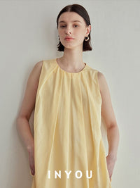 Tucked Sleeveless Dress_BDHL6118