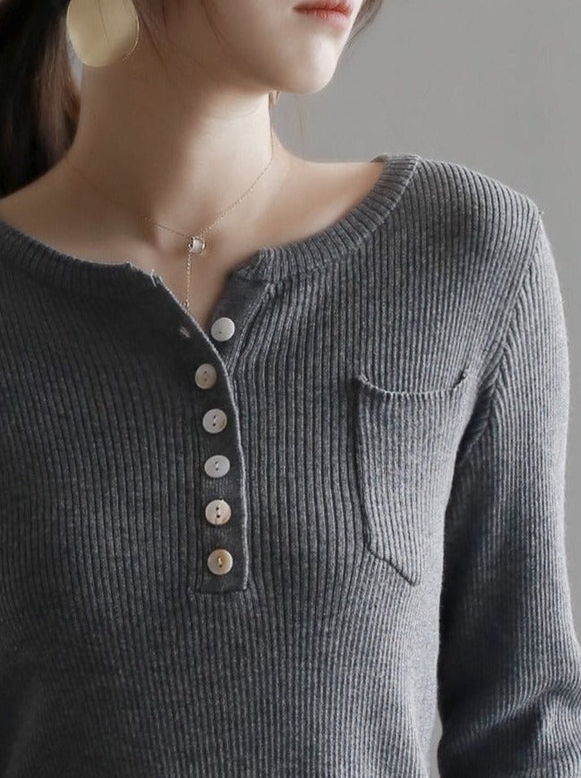 Soft round neck knit top_BDHL5261