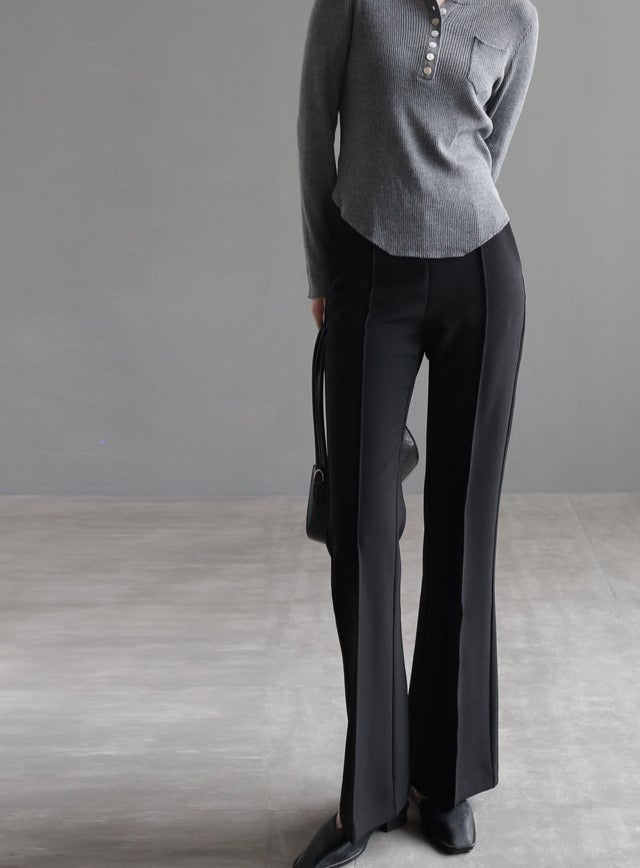 High-waisted draped straight-leg pants_BDHL5265