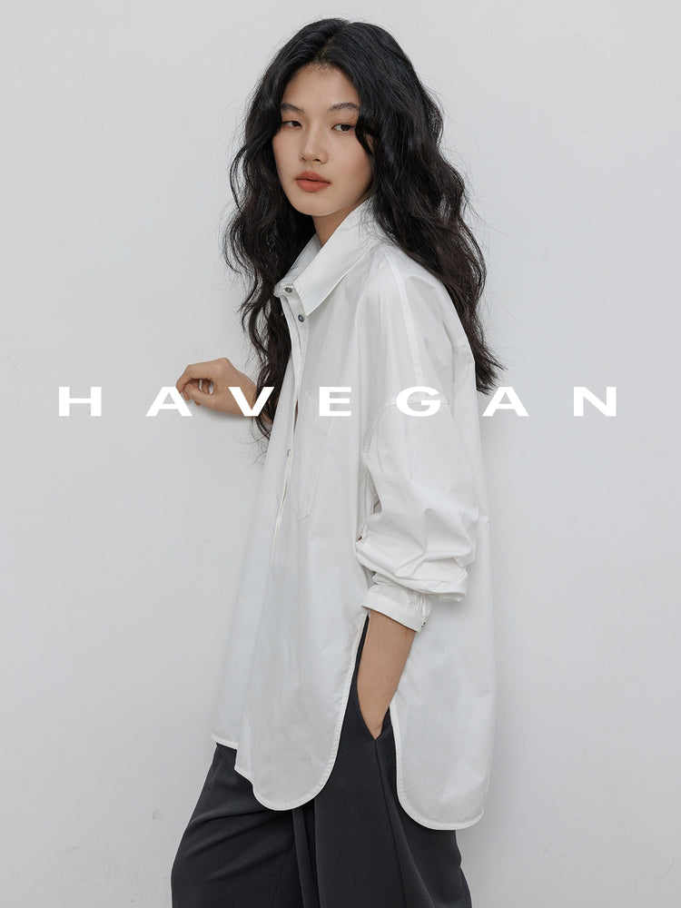 Hem Slit Design Shirt_BDHL7231