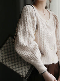 Lantern Sleeve Knitted Cardigan_BDHL6873