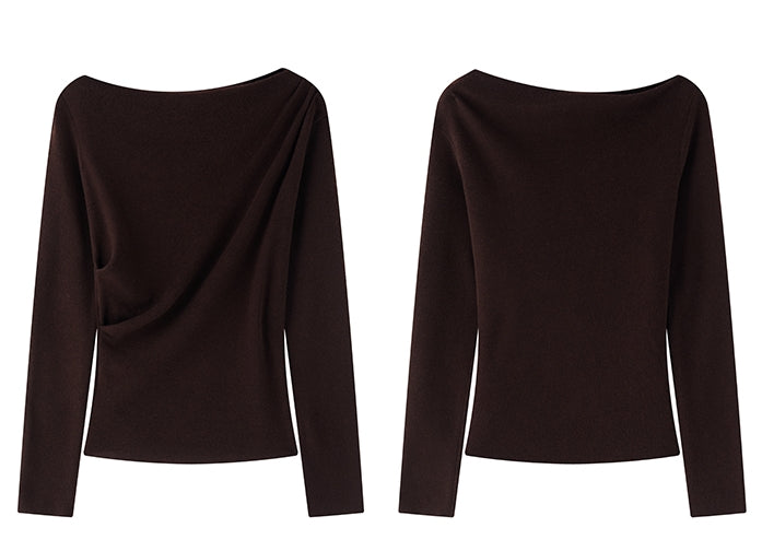 Asymmetrical One-Shoulder Knit Tops_BDHL7997