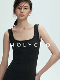 Square Neck Sleeveless Dress_BDHL7397