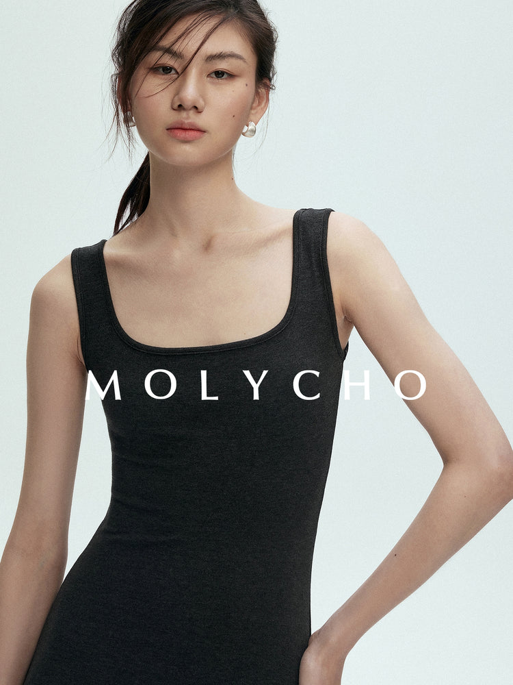 Square Neck Sleeveless Dress_BDHL7397