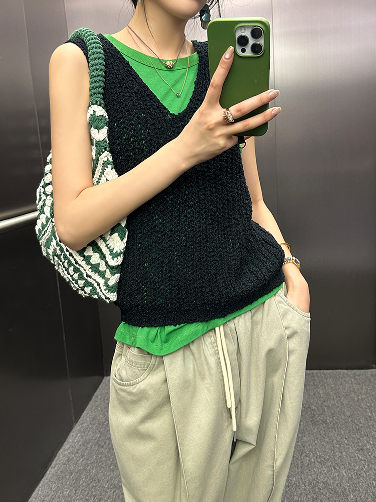鏤空針織無袖上衣_BDHL7346