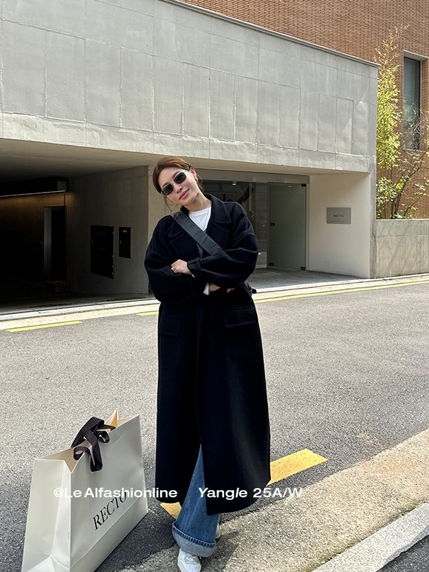 Black Relaxed-Fit Long Coat_BDHL7920