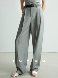 High Waist Tucked Straight Pants_BDHL6952