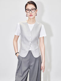 Thin Sleeveless Button Vest_BDHL6021