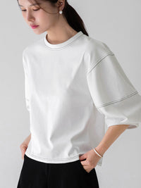 Switched Bulging Sleeve T-Shirt_BDHL7213