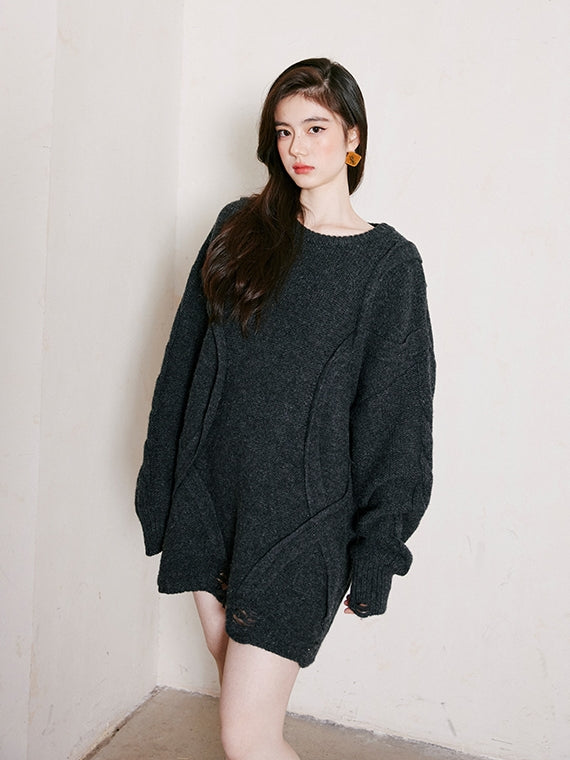 Dark Gray Loose Large Knit_BDHL6745