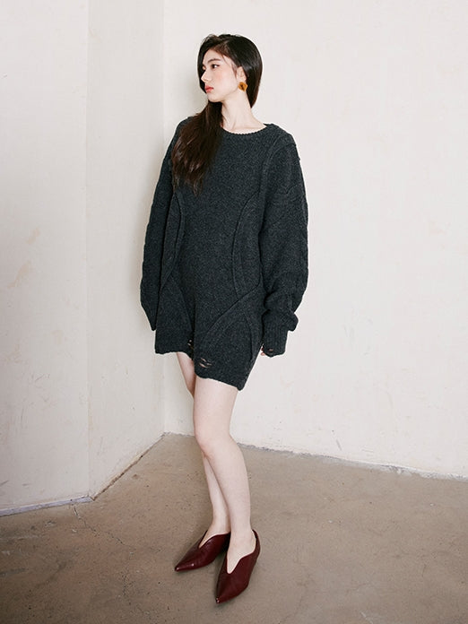 Dark Gray Loose Large Knit_BDHL6745
