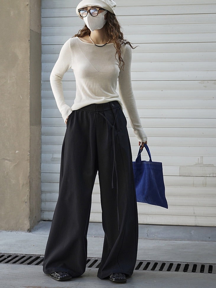Pleated Side-Drape Pants_BDHL7773