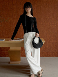 Striped Loose Wide Pants_BDHL6213