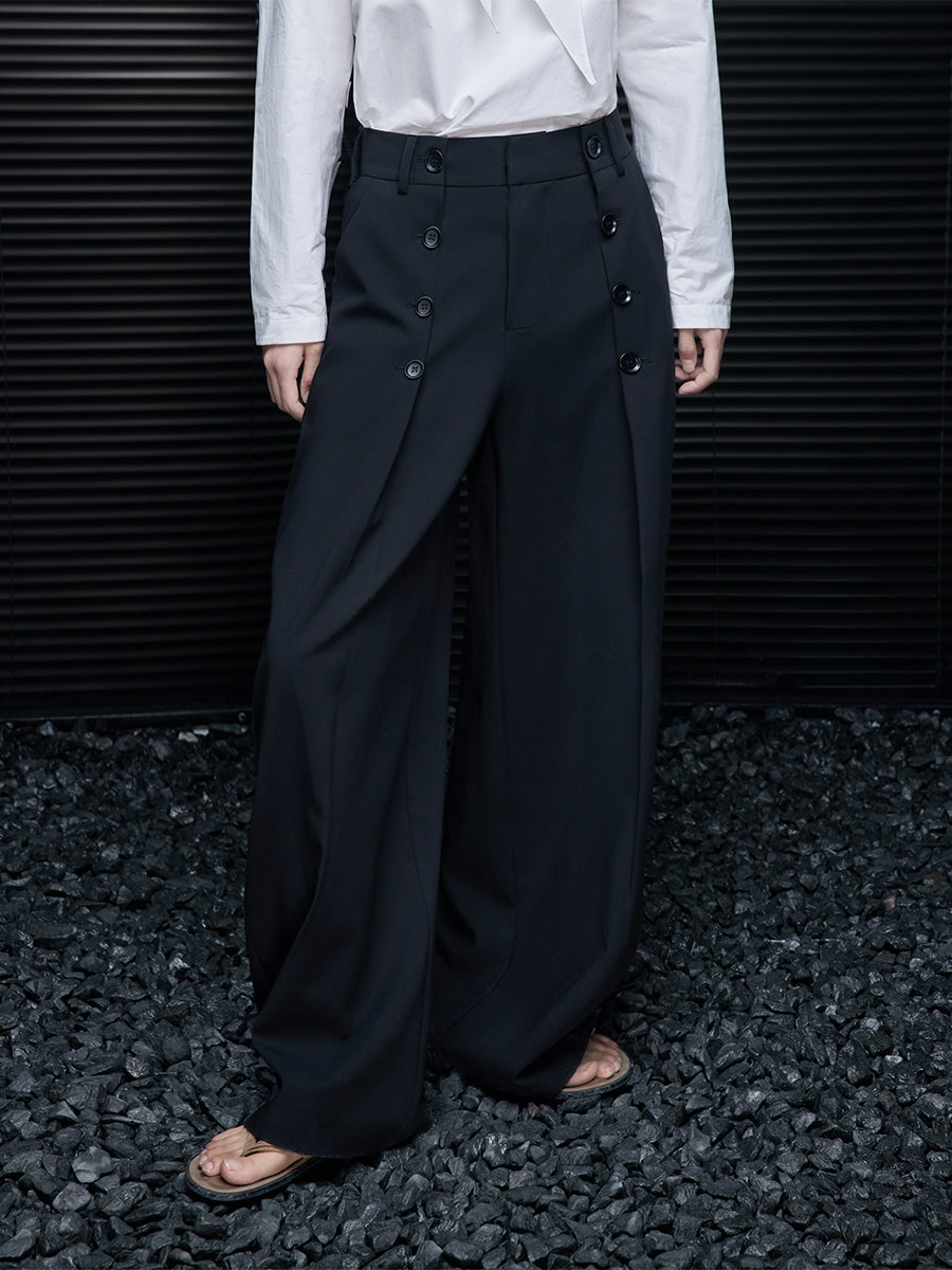 Black Wide-Leg Loose Pants_BDHL7795
