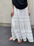 Lace Tiered White Skirt_BDHL7612