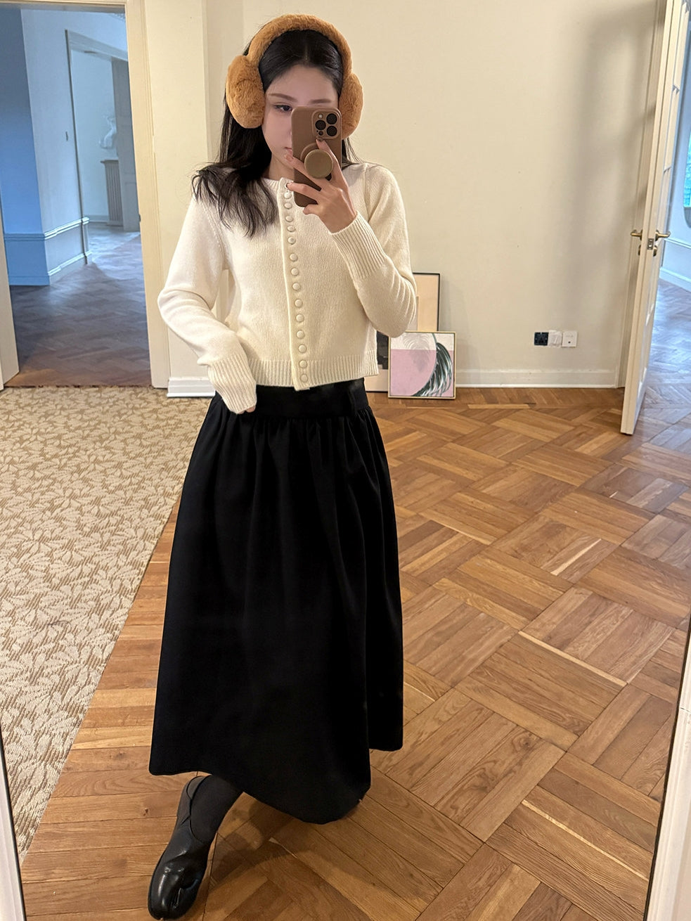 黑色褶皺長裙_BDHL8086