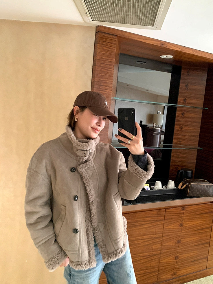 Stand-collar short-length jacket_BDHL8126