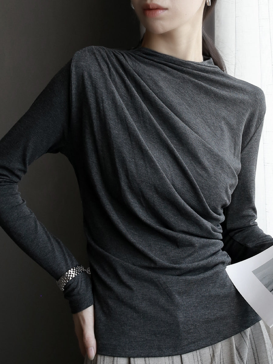 One-Line Pleated Slim Tops_BDHL7766