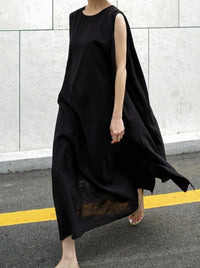 Loose Slit Sleeveless Dress_BDHL6266