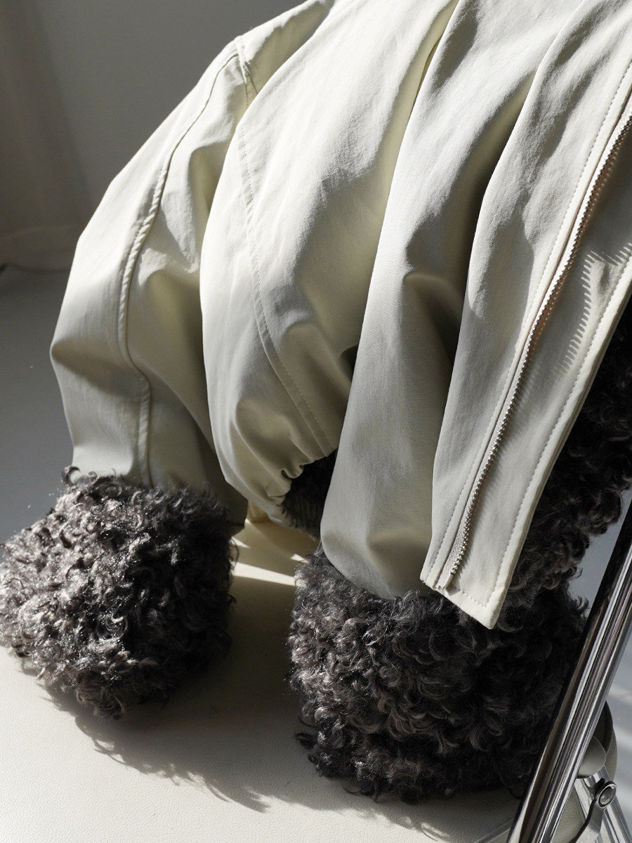 毛絨內襯拉鍊短外套_BDHL8067