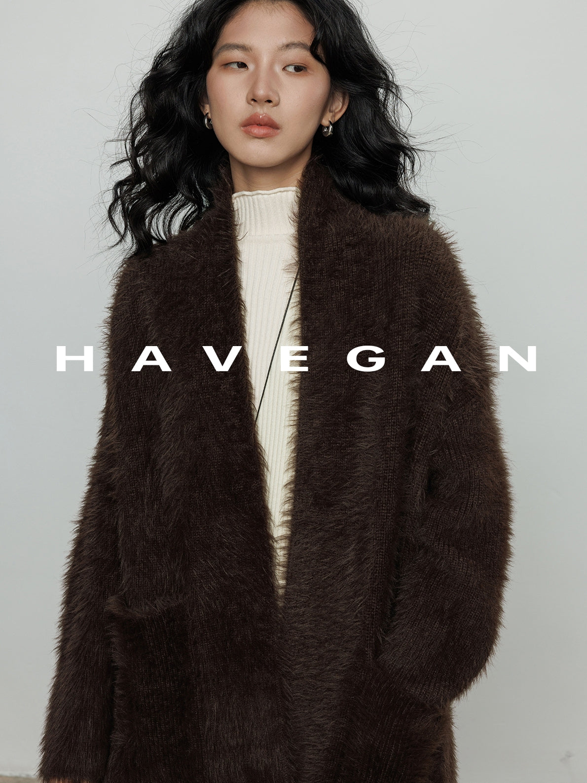 無領抓絨長版開襟衫_BDHL7971