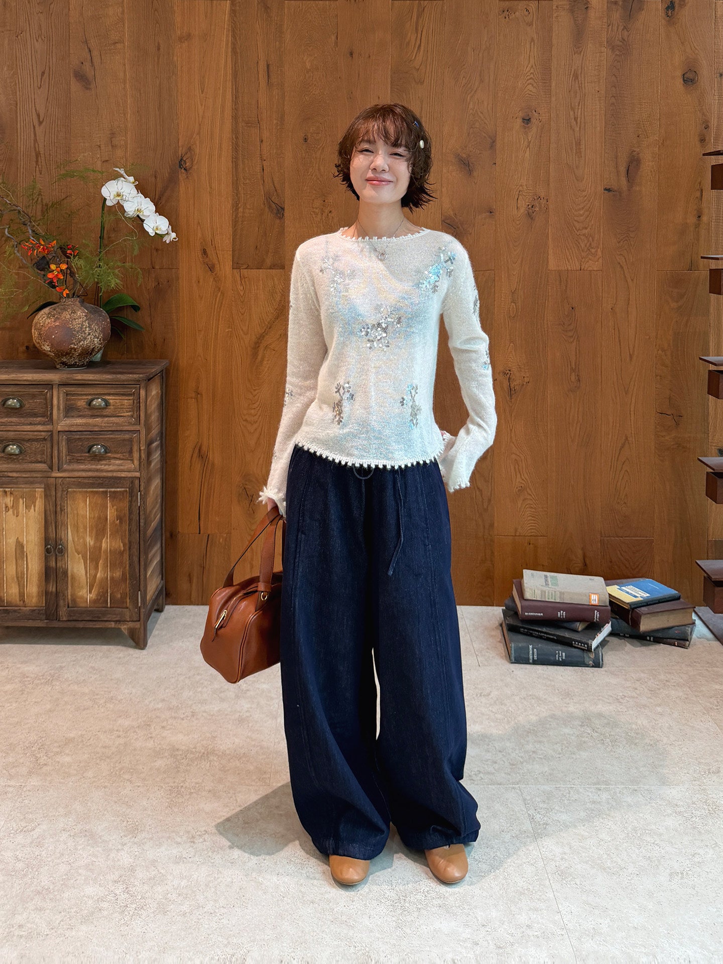 Snowflake Sequin Knit Sweater_BDHL8422