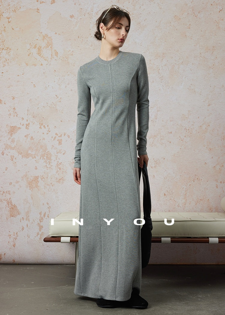 Tucked Slim Long Dress_BDHL6667