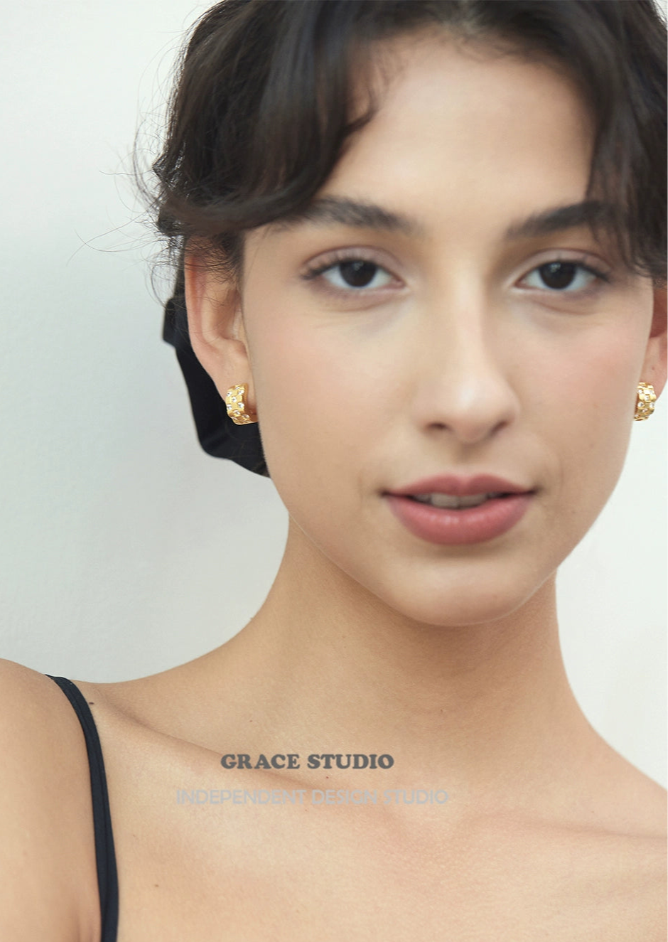 Checkerboard Metal pierced earrings_BDHL7681